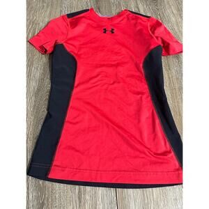 Under Armour Youth Large (14) Red Shirt with Black Mesh EUC Boys